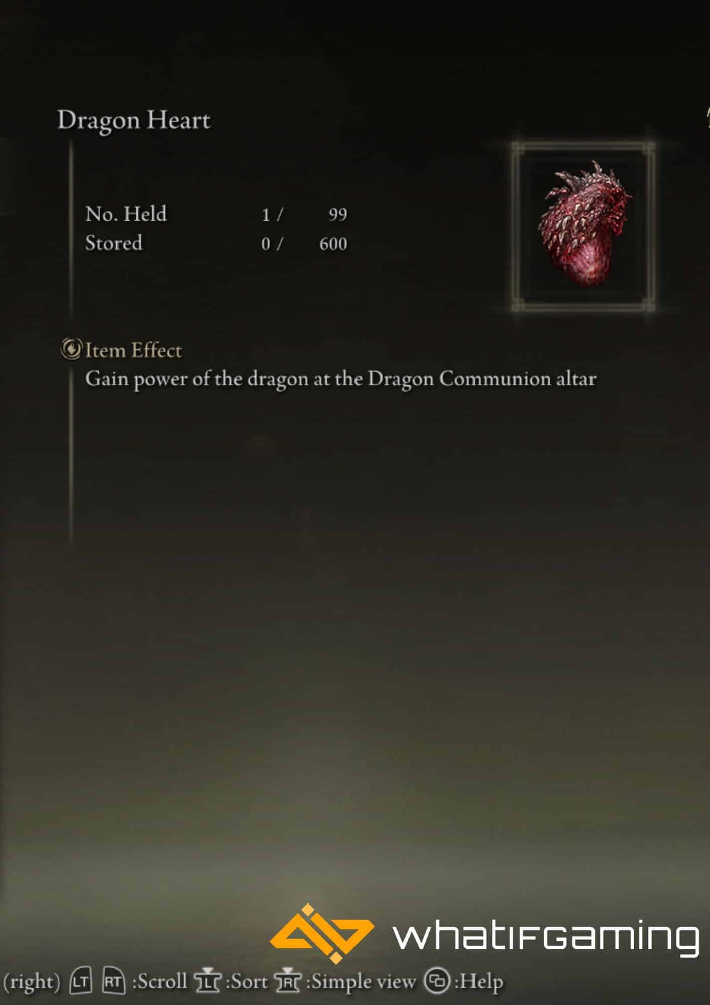 Dragon Heart item description.
