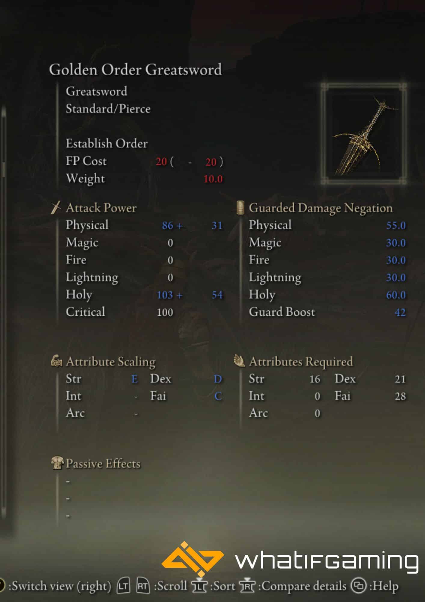 Golden Order Greatsword description