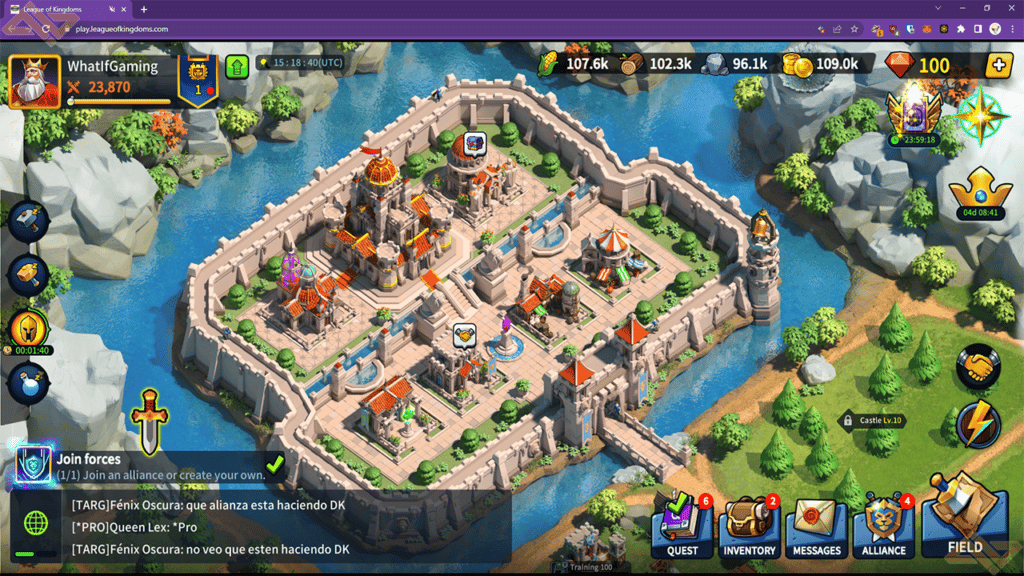 The play-to-earn game League of Kingdoms gameplay.