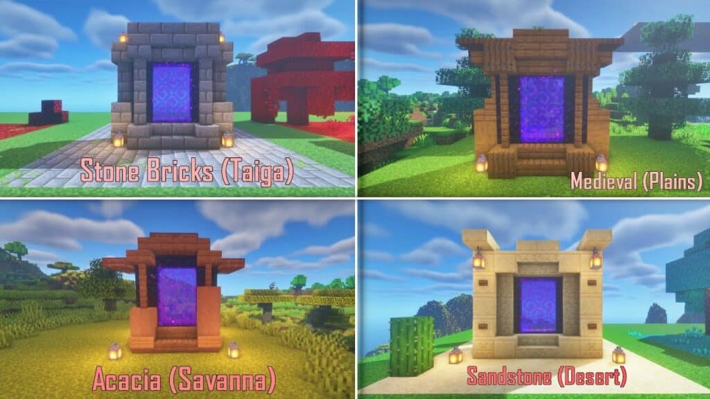 4 Simple Overworld Biomes Nether Portal Designs