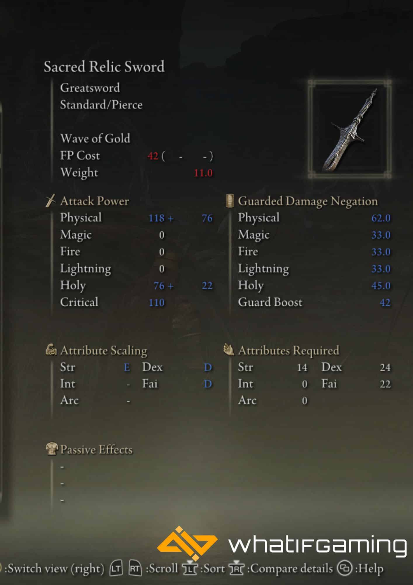 Sacred Relic Sword description