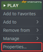 Steam library > Forspoken > Properties