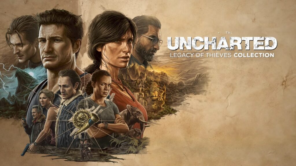 Uncharted Legacy of Thieves Collection Key Artwork featuring characters from 4 and Lost Legacy