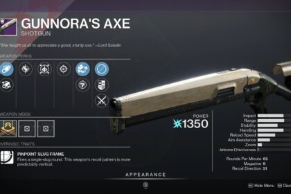 Destiny 2 Gunnora's Axe god roll in inventory.