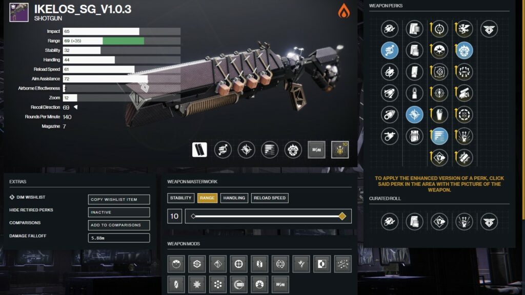 Destiny 2 Ikelos Shotgun god roll for PvE.