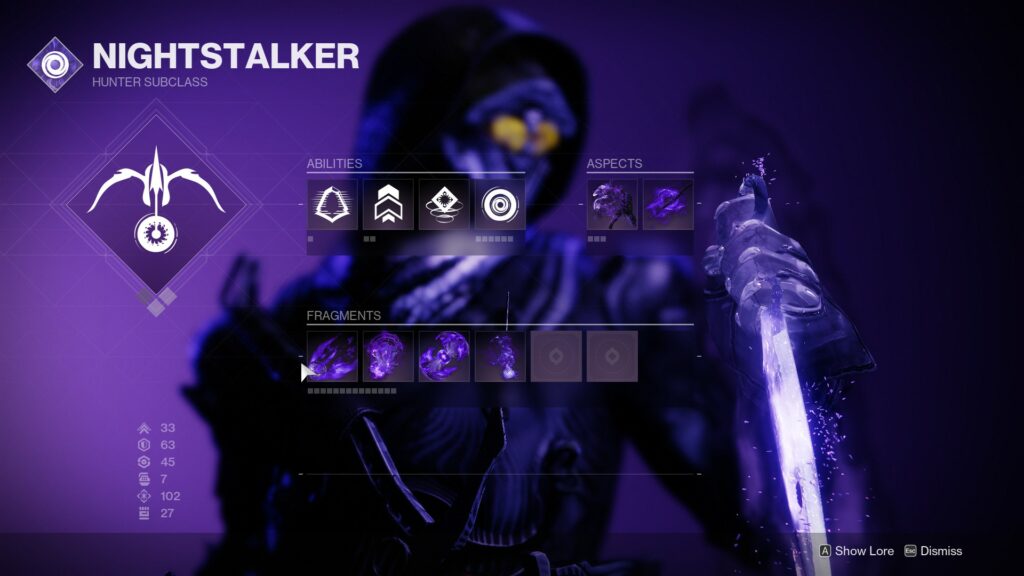 Void Hunter subclass screen.