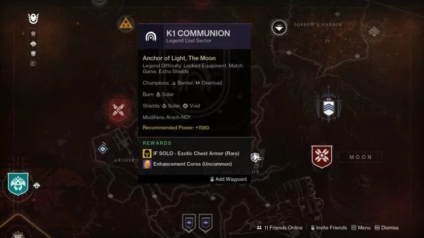 Destiny 2 K1 Communion Lost Sector guide - Lost Sector on map.
