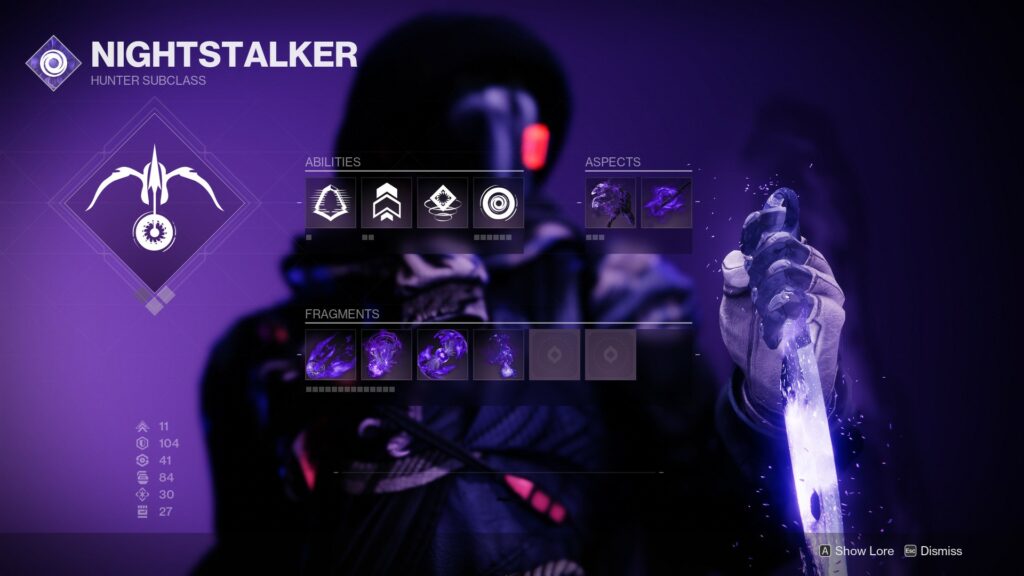 Destiny 2 Hunter Void subclass screen.