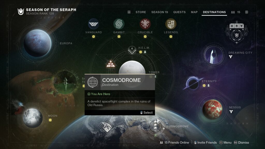 Cosmodrome on Destinations. 