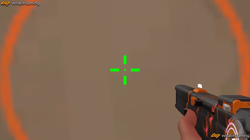 Showing off the half-screen Valorant crosshair in the Range