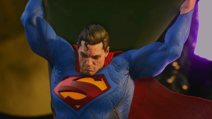 Image shows superman lifting heavy weight