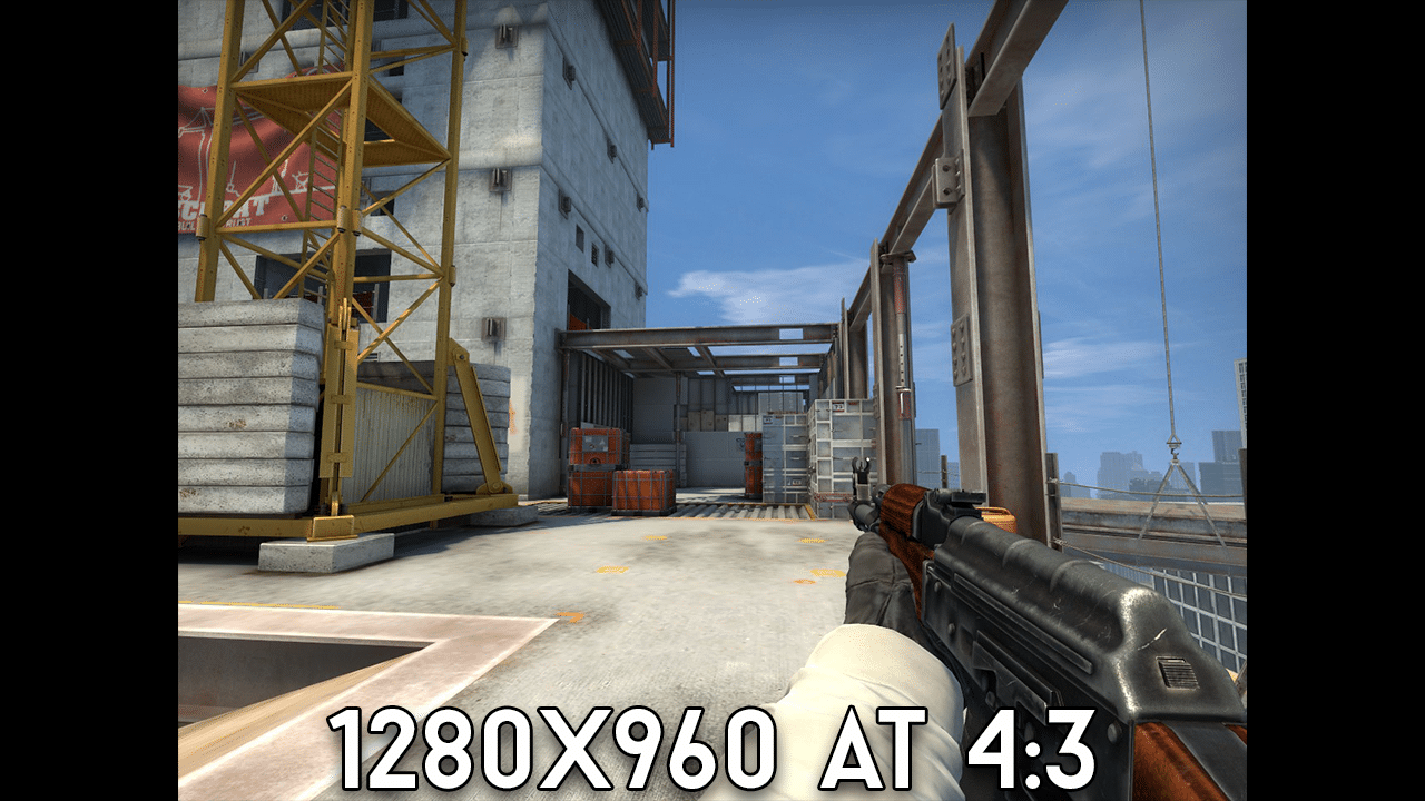 A photo showing the 1280x960 CS:GO resolution at 4:3 aspect ratio.