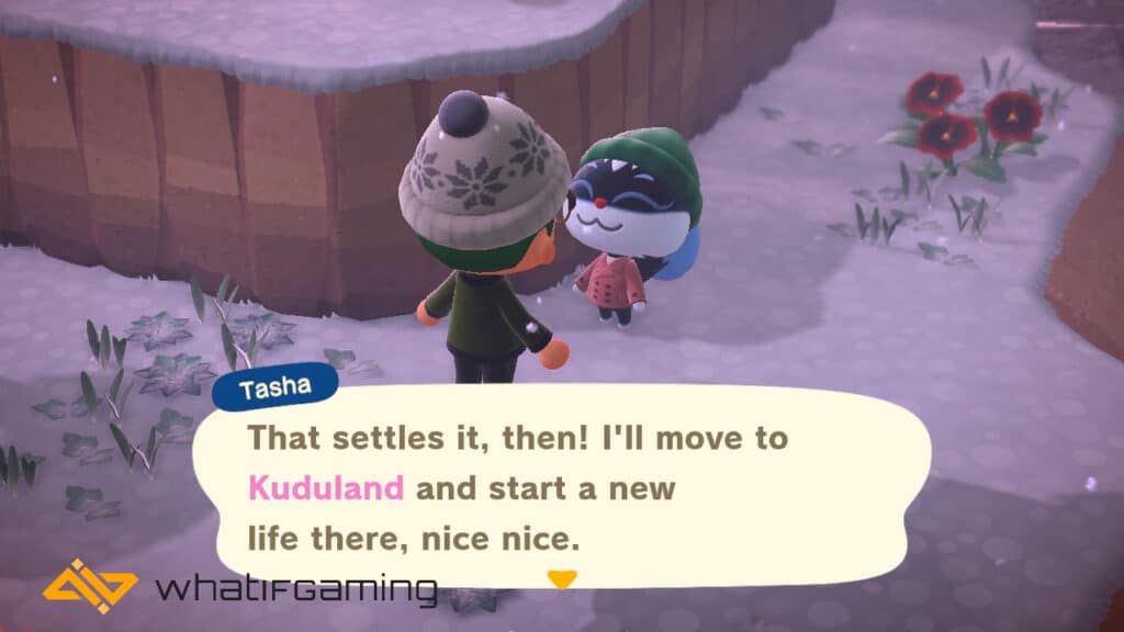 A player encountering a villager on a mystery island.
