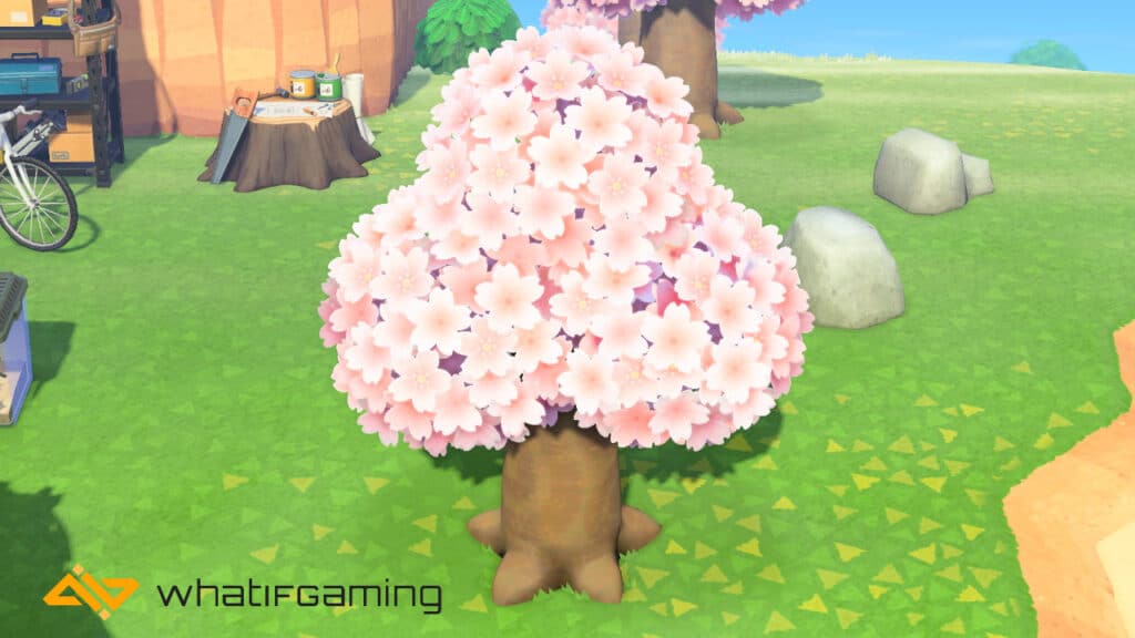 A cherry blossom tree from the spring season in Animal Crossing
