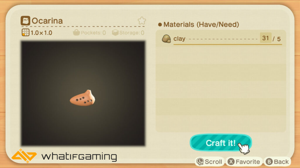 The Ocarina DIY Recipe in Animal Crossing.