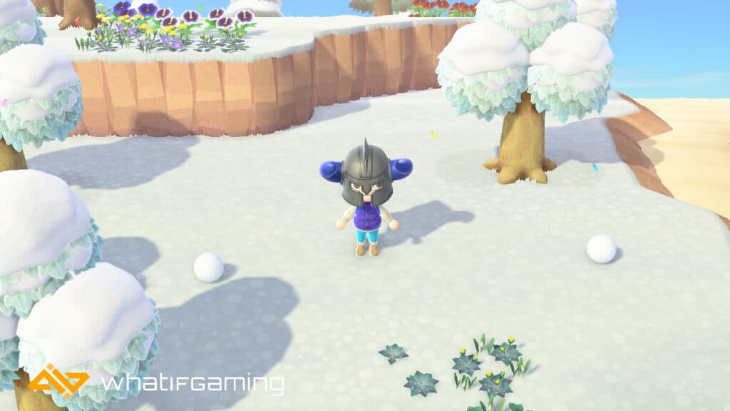 Snowballs on an island in Animal Crossing. 