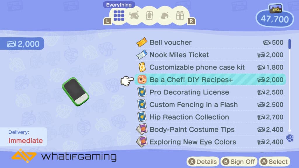 The Be a Chef! DIY Recipes+ item for sale at a Nook Terminal. 