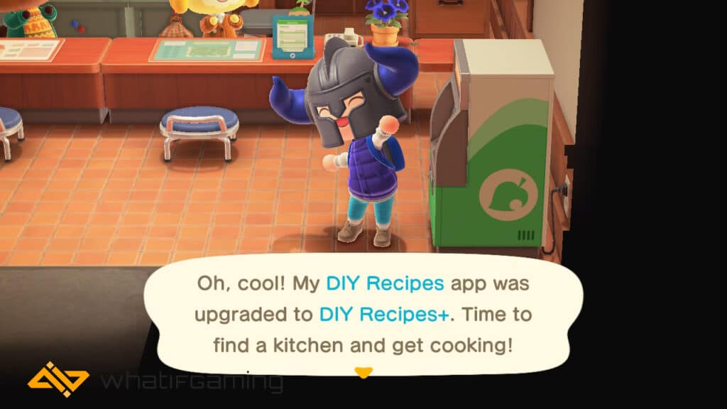 A player happy to have learnt how to cook in Animal Crossing: New Horizons!