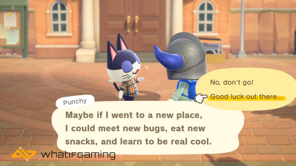 A villager asking the player if it is alright that they leave the island. 