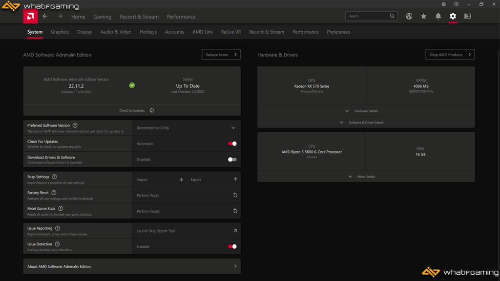 An image showing the AMD Radeon Software.