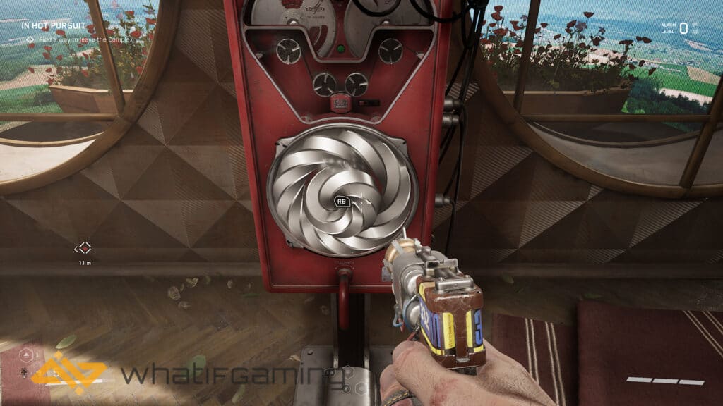 Image shows a strange red box like device - save in atomic heart