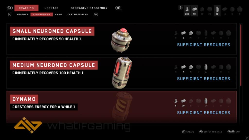Image shows Atomic Heart Crafting consumables