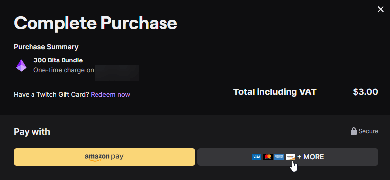 Complete Purchase tab with payment options