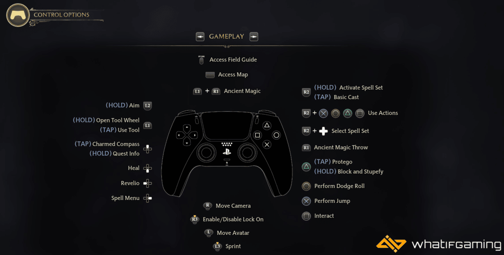 DualSense Controller Layout in Hogwarts Legacy