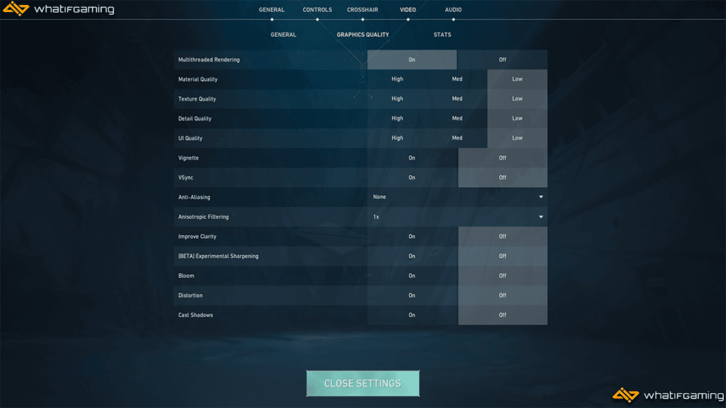 An image of the Valorant video settings.