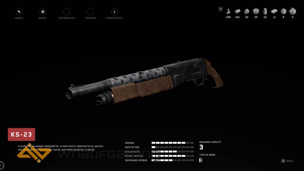 Image shows a shotgun in Atomic Heart Crafting