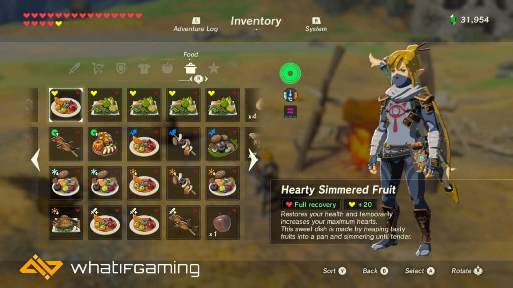 A selection of some good food recipes in Breath of the Wild.