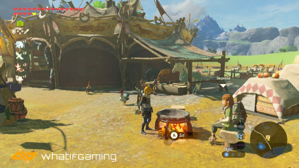 Link stood next to a cooking pot in Breath of the Wild. 