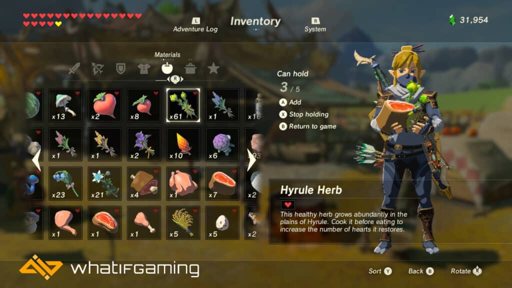 Link holding ingredients to cook.
