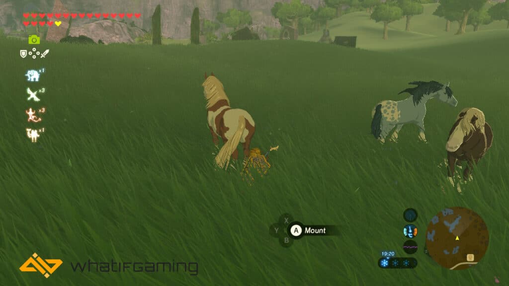 The mount option being displayed as Link is close enough to mount the horse.
