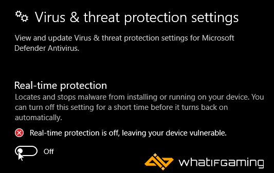 Turn off Real-time protection