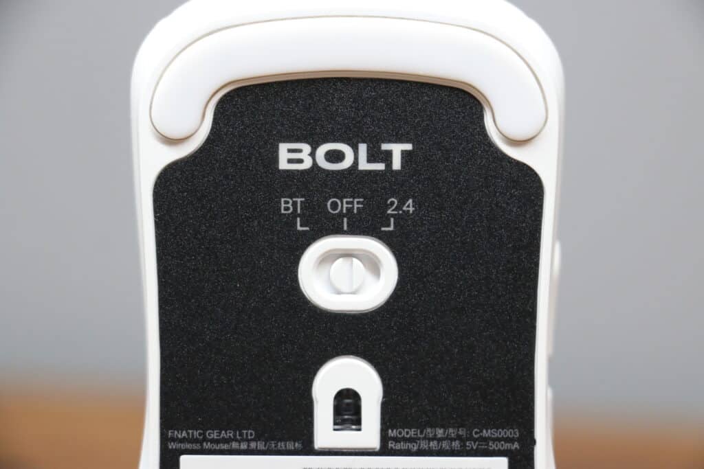 Fnatic BOLT closeup on connectivity switch