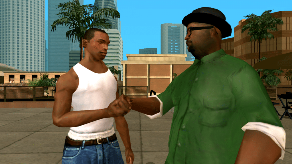 Image shows CJ and Big Smoke - GTA Games in Order
