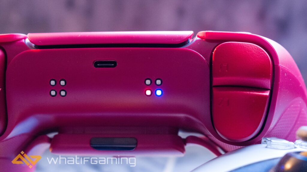 Image shows the backbutton lights glowing