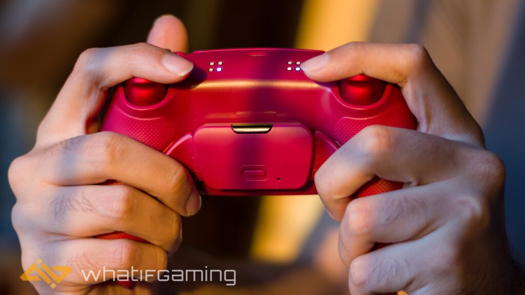 Image shows hands grabbing the custom controller naturally