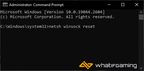 Command Prompt with the command