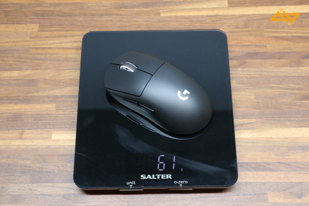 Logitech X Pro Superlight on scale.