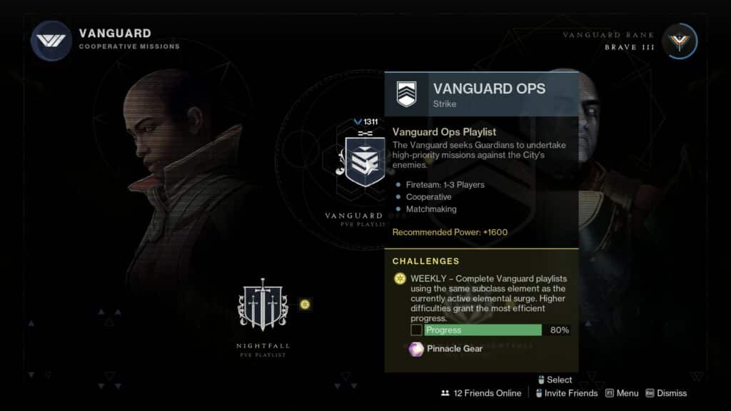 Destiny 2 Vanguard Ops playlist.