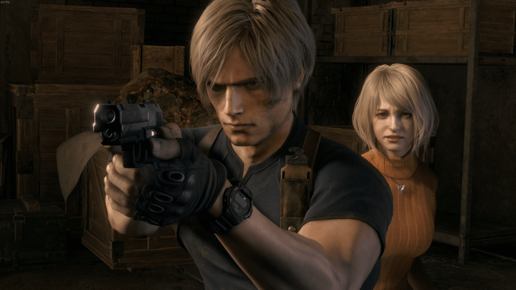 Resident Evil 4 Remake Screenshot featuring Leon and Ashley