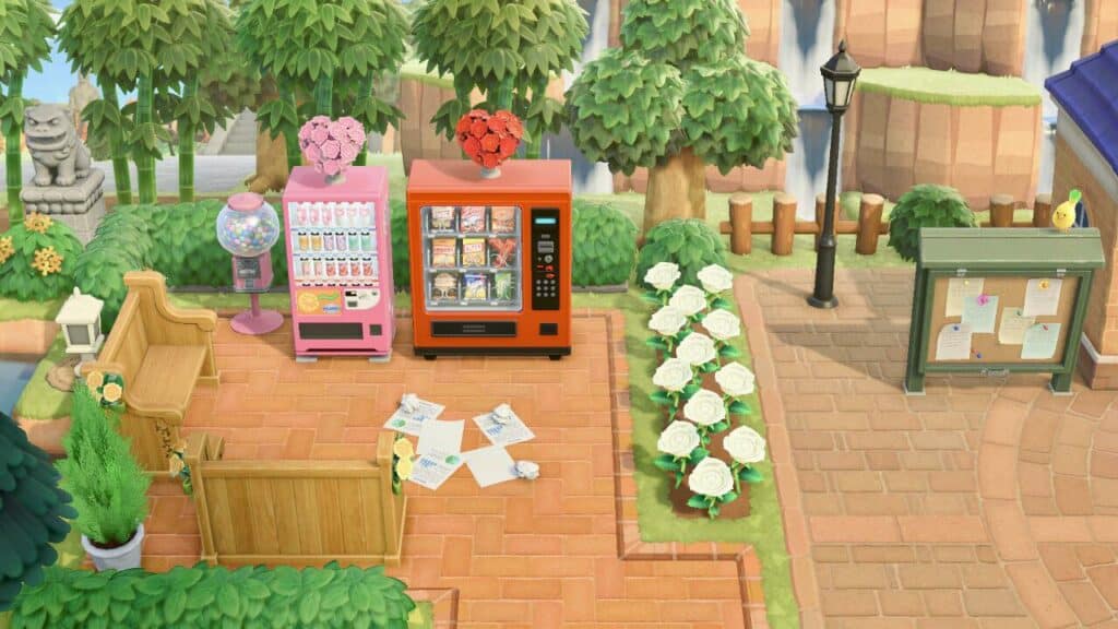 A mini vending machine area in Animal Crossing.