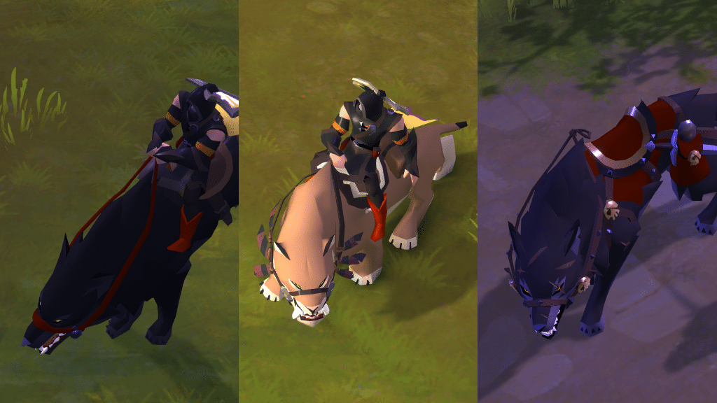 Direwolf, Swiftclaw, and Saddled Greywolf from Albion Online