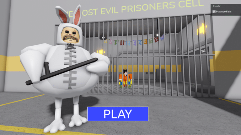 Image has a prison warden in bunny costume