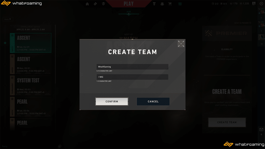 Creating a Team in Valorant Premier with WhatIfGaming.