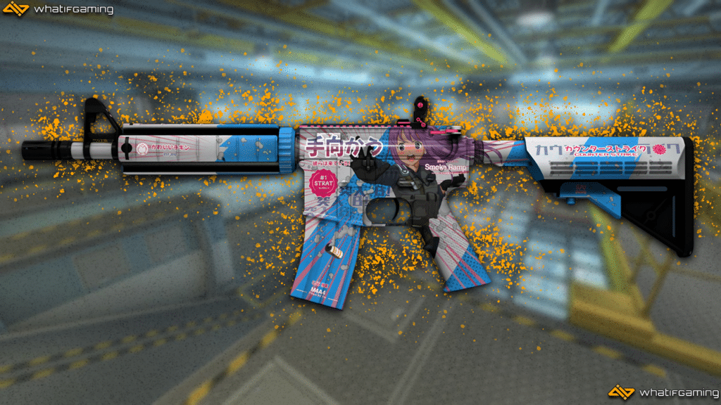 A photo of an M4A4 Temukau skin with a CS:GO wear of Factory New.