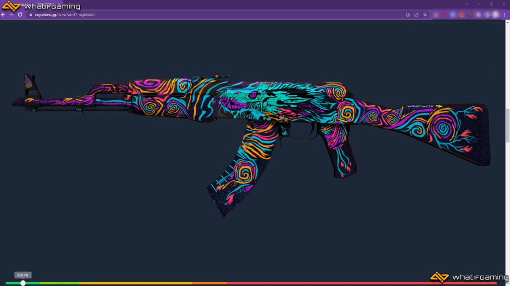 Using CSGOskins.gg to check the CS:GO float values of the AK-47 Nightwish.