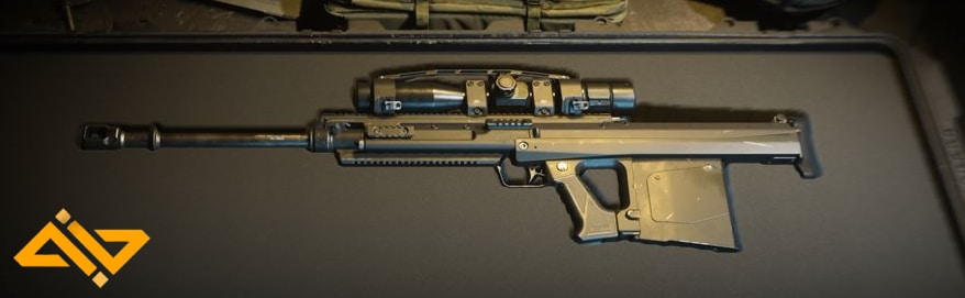 Signal 50 Sniper Rifle from Modern Warfare 2/Warzone 2.0 with WhatIfGaming Logo